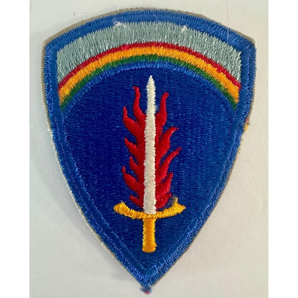 13 US Army Europe SHAEF Military Patch Sword Flame Rainbow Shield Emblem Sew On - Picture 3 of 4